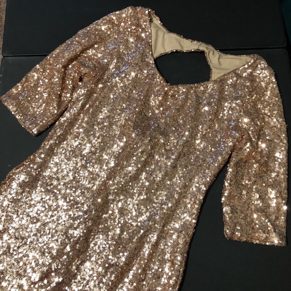 Gold Sequin Mini Dress